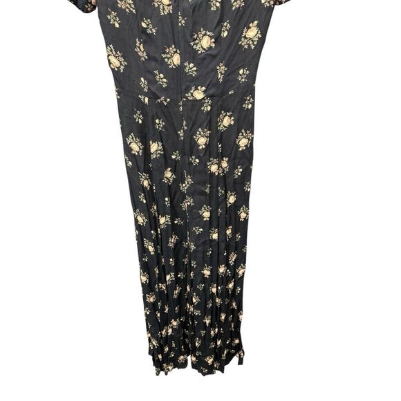 Reformation Rosetti Maxi Dress Black Floral Square Neck Short Sleeve Size 6 - Picture 10 of 13
